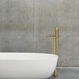 Crosswater Freestanding Bath Filler Unlacquered Brushed Brass Crosswater MPRO Industrial Floor Standing Bath Shower Mixer Tap