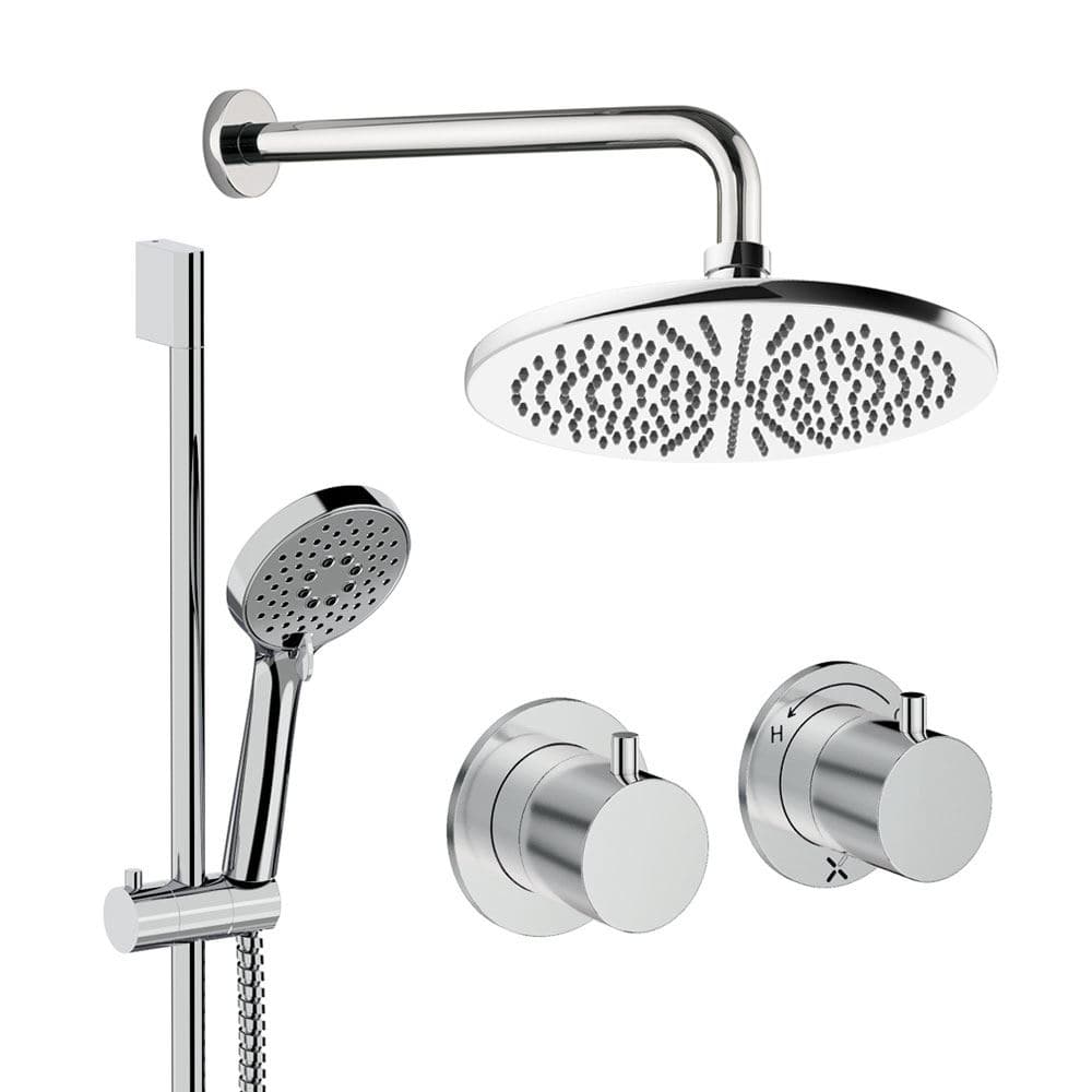 UK Bathroom Store Concealed Shower Set Crosswater Module Shower Set 2 with Riser Rail Kit and Overhead Shower