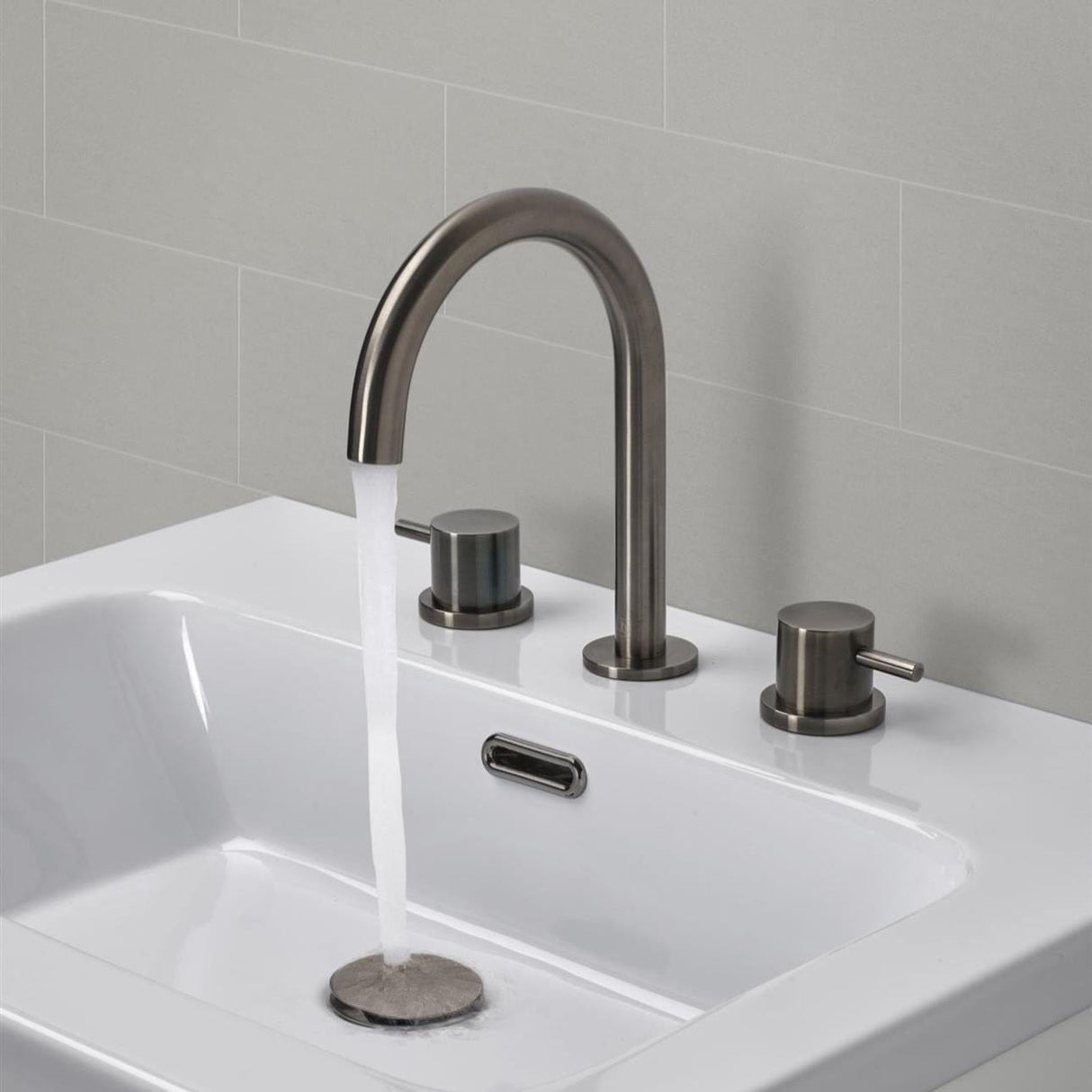 JTP 3 Tap Hole Basin Set Brushed Black JTP VOS 3 Hole Deck Mounted Basin Mixer Tap