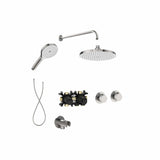 Roca Concealed Shower Set Stainless Steel Effect Roca T-Multi Thermostatic Concealed Shower Valve with Rainshower Head, Shower Handset and Hose