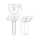 Aquarius Bathrooms Pedestal Basin Aquarius Metric/Vista/Origin 560mm 1 Tap Hole Basin with Full Pedestal
