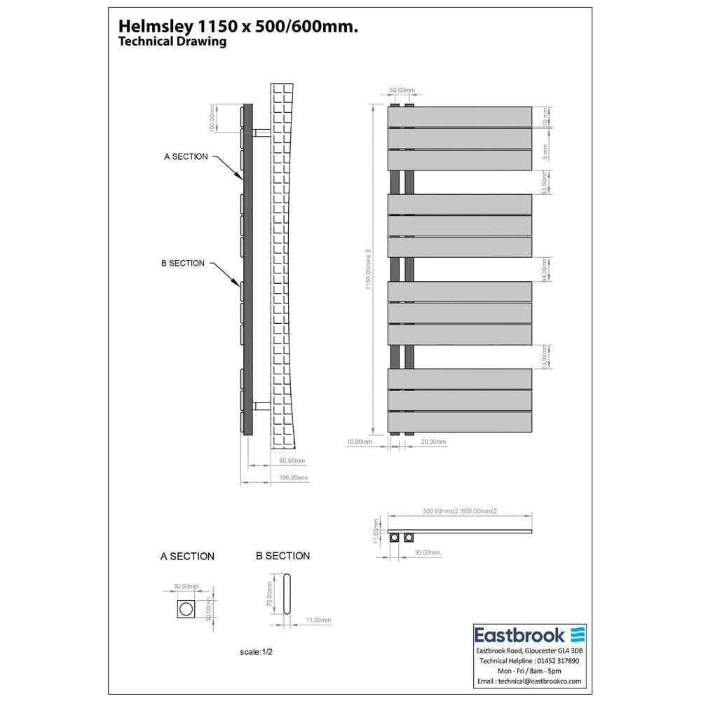 Eastbrook Designer Towel Rail Eastbrook Helmsley Straight Vertical Designer Towel Rail in Matt Black