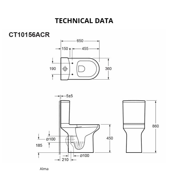 Imex Close Coupled Toilet Imex Alma Comfort Height Open Back Close Coupled Rimless Toilet with Soft Close Seat