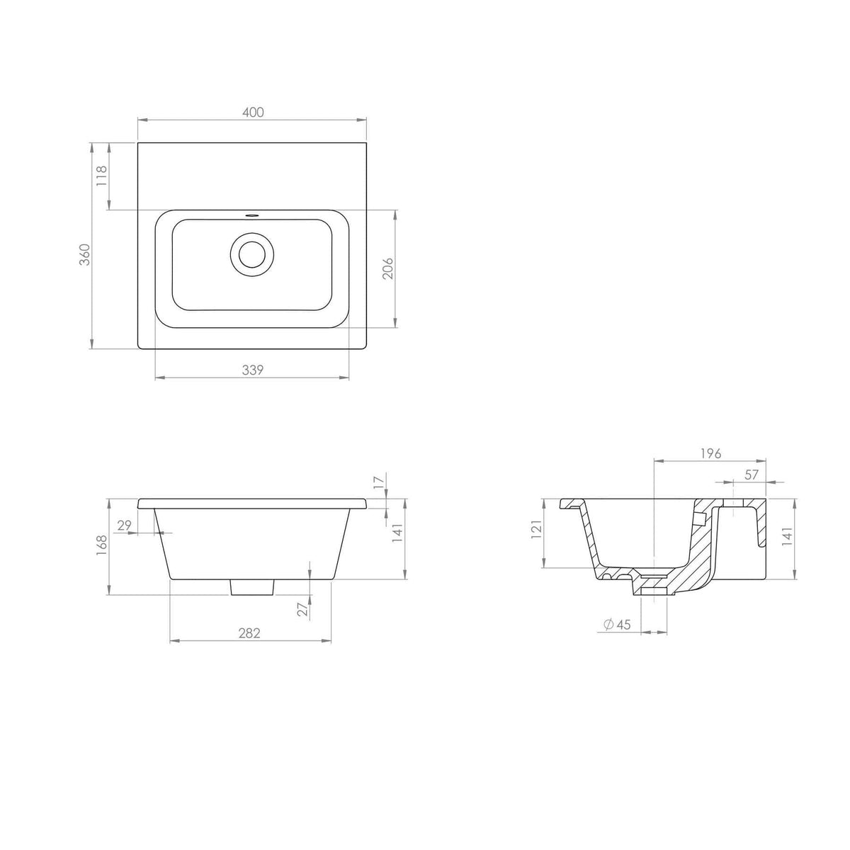Saneux Cloakroom Vanity Unit Saneux Uni 400mm Wall Mounted One Door Vanity Unit with Basin