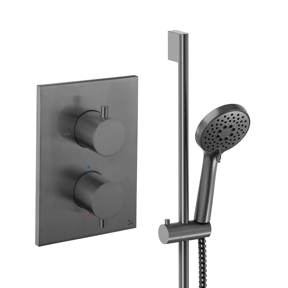 UK Bathroom Store Concealed Shower Set Slate Crosswater Crossbox Shower Set 2 - 1 Outlet with Slide Rail Kit