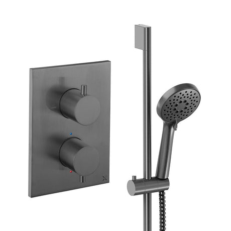 UK Bathroom Store Concealed Shower Set Slate Crosswater Crossbox Shower Set 2 - 1 Outlet with Slide Rail Kit