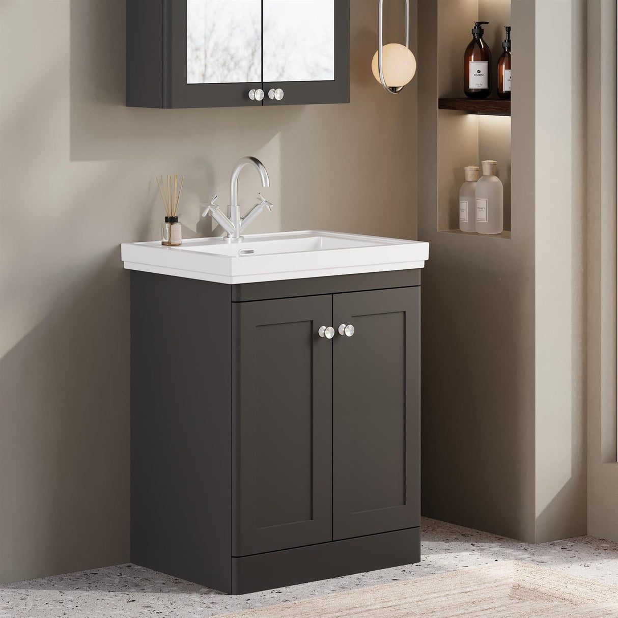 Aquarius Bathrooms Floor Standing Vanity Unit Aquarius Leighton 500mm Floor Standing Two Door Vanity Unit with Basin
