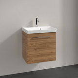 Villeroy & Boch Wall Mounted Vanity Unit Oak Kansas with Chrome Handles / Right Side Villeroy & Boch Avento Wall Hung Vanity Unit 530mm One Door with Basin