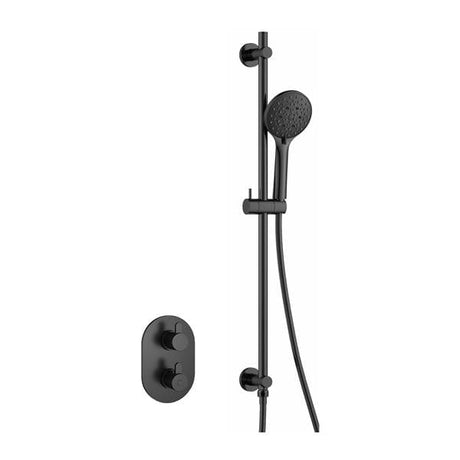 Flova Concealed Shower Set Matt Black Flova Smart Round Concealed Valve Shower Set with Slide Rail, Shower Handset and Hose