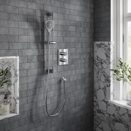 Villeroy & Boch Shower Riser Rail Chrome Villeroy & Boch Verve Riser Rail Shower Kit with Three Function Handset