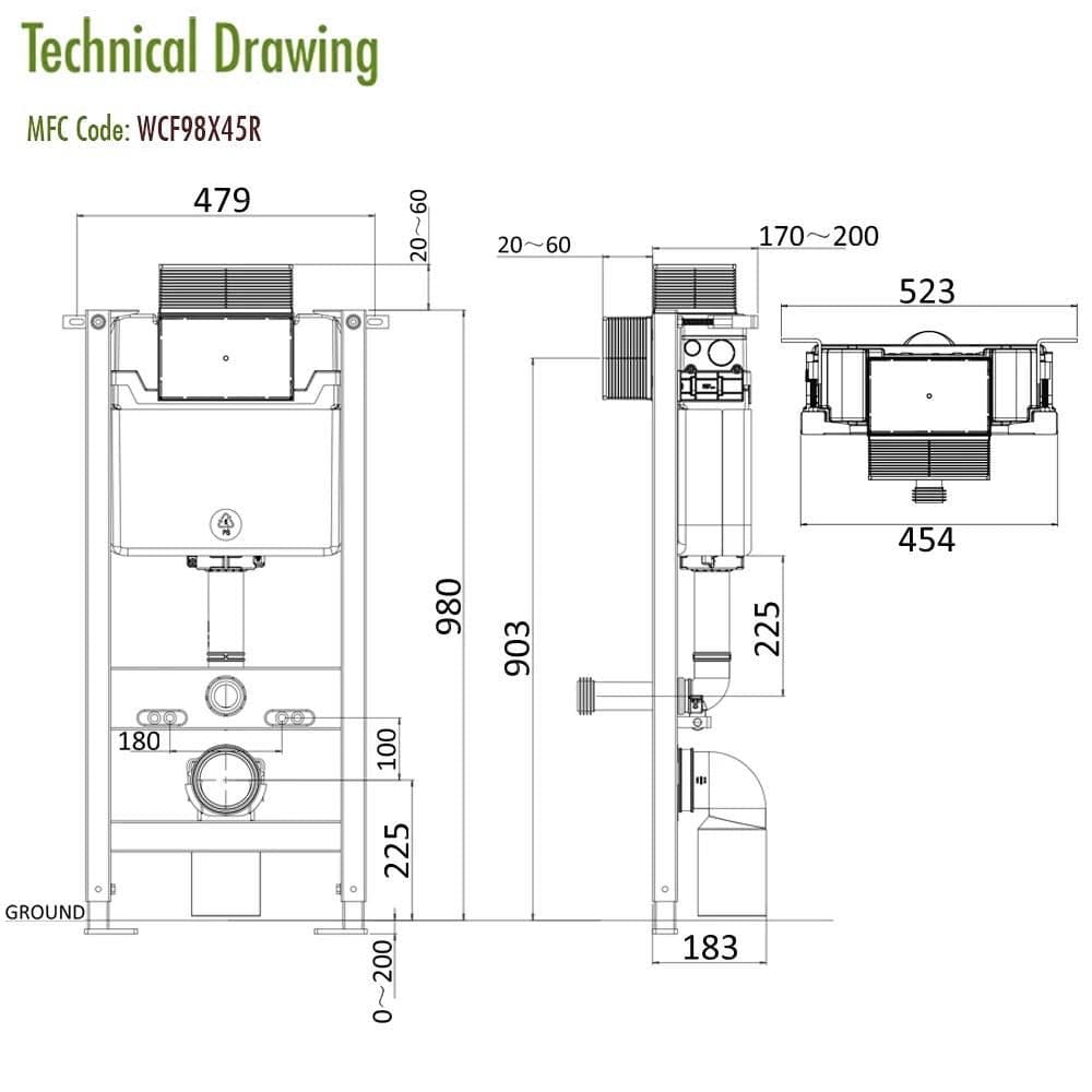 Crosswater Wall Hung WC Frame Crosswater 0.98m Dual Flush WC Support Frame Set with Flush Plate