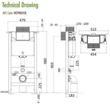 Crosswater Wall Hung WC Frame Crosswater 0.98m Dual Flush WC Support Frame Set with Flush Plate