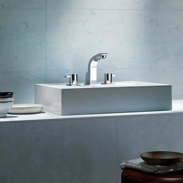 Flova 3 Tap Hole Basin Set Flova Essence 3 Hole Basin Mixer Tap with Clicker Waste in Diamond Chrome