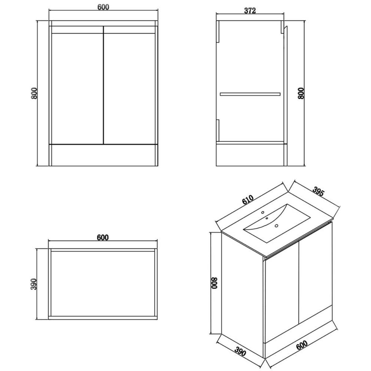 Aquarius Bathrooms Floor Standing Vanity Unit Aquarius Halite Waterproof Floor Standing Vanity Unit in Matt Grey with 1 Tap Hole Basin