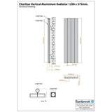 Eastbrook Panel Radiator Eastbrook Charlton Vertical Aluminium Designer Radiator in Matt Anthracite