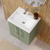 Aquarius Wall Mounted Vanity Unit Aquarius Brisbane 500mm Wall Hung 2 Door Vanity Unit with 1 Tap Hole Mid Edge Basin