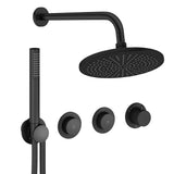 UK Bathroom Store Concealed Shower Set Matt Black / Wall Arm / 300mm Crosswater Module Shower Set 8 - 2 Outlet with Pencil Handset and Overhead Shower