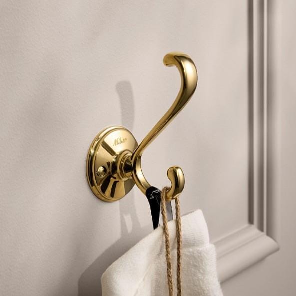 Miller Robe Hook Polished Brass Miller Stockholm Double Robe Hook