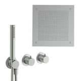 UK Bathroom Store Concealed Shower Set Brushed Nickel Crosswater Module Plus Shower Set 6 - 2 Outlet with Tranquil Recessed Shower Head and Pencil Handset