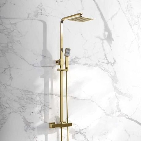 Aquarius Bathrooms Exposed Shower Set Brushed Brass Aquarius Zacha Square Exposed Shower Valve Set with Shower Head and Handset