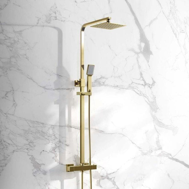 Aquarius Bathrooms Exposed Shower Set Brushed Brass Aquarius Zacha Square Exposed Shower Valve Set with Shower Head and Handset