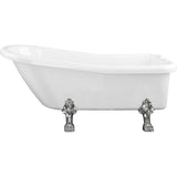 Aquarius Bathrooms Roll Top and Slipper Freestanding Bath Aquarius Timeless Luxury Freestanding Slipper Bath - 1530 x 670mm with Chrome Lions Paw Feet