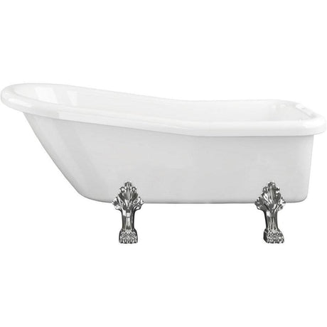 Aquarius Timeless Luxury Freestanding Slipper Bath - 1530 x 670mm with Chrome Lions Paw Feet