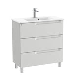 Roca Wall Mounted Vanity Unit Pebble Grey Roca Aleyda Compact 800mm Floor Standing Three Drawer Vanity Unit with Basin