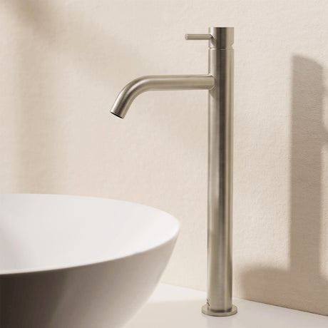 Crosswater Tall Basin Tap Brushed Stainless Steel Crosswater MPRO Deck Mounted Tall Basin Mixer Tap