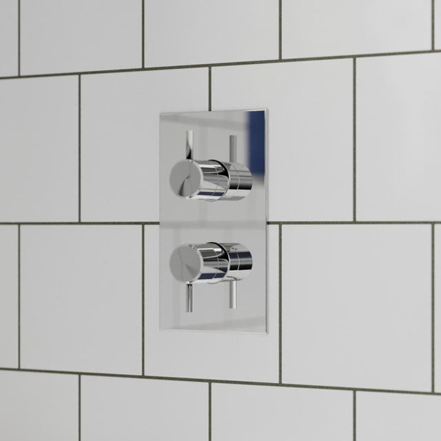 Britton Concealed Shower Valve Chrome Britton Hoxton 2.0 2 Outlet, 2 Handle Concealed Thermostatic Shower Valve