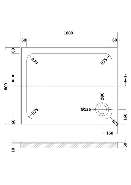 Aquarius Bathrooms Rectangle Shower Tray 1000x800mm Aquarius Urbano Rectangular Stone Resin Shower Tray with 4 Upstands