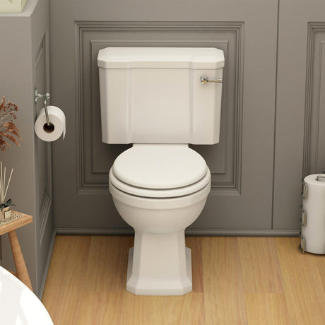 Imex Wyndham Traditional Open Back Close Coupled Toilet with Soft Close Wooden Seat