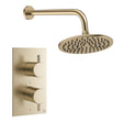Crosswater Concealed Shower Set Brushed Brass / Wall Arm / 200mm Crosswater Design 2 Handle 1 Outlet Shower Set