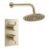 Crosswater Concealed Shower Set Brushed Brass / Wall Arm / 200mm Crosswater Design 2 Handle 1 Outlet Shower Set