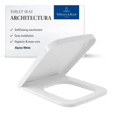 Villeroy & Boch Toilet Seat Villeroy & Boch Architectura Square Soft Close, Quick Release Toilet Seat in White Alpin