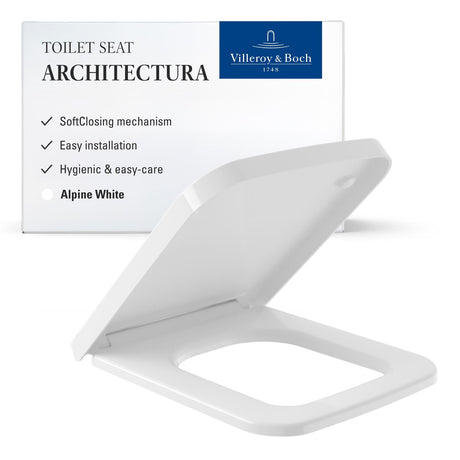 Villeroy & Boch Toilet Seat Villeroy & Boch Architectura Square Soft Close, Quick Release Toilet Seat in White Alpin