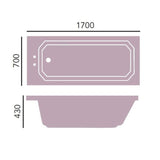 Heritage Standard Acrylic Bath Heritage Granley Deco Acrylic Single Ended Bath - 1700 x 700mm - 2 Tap Hole