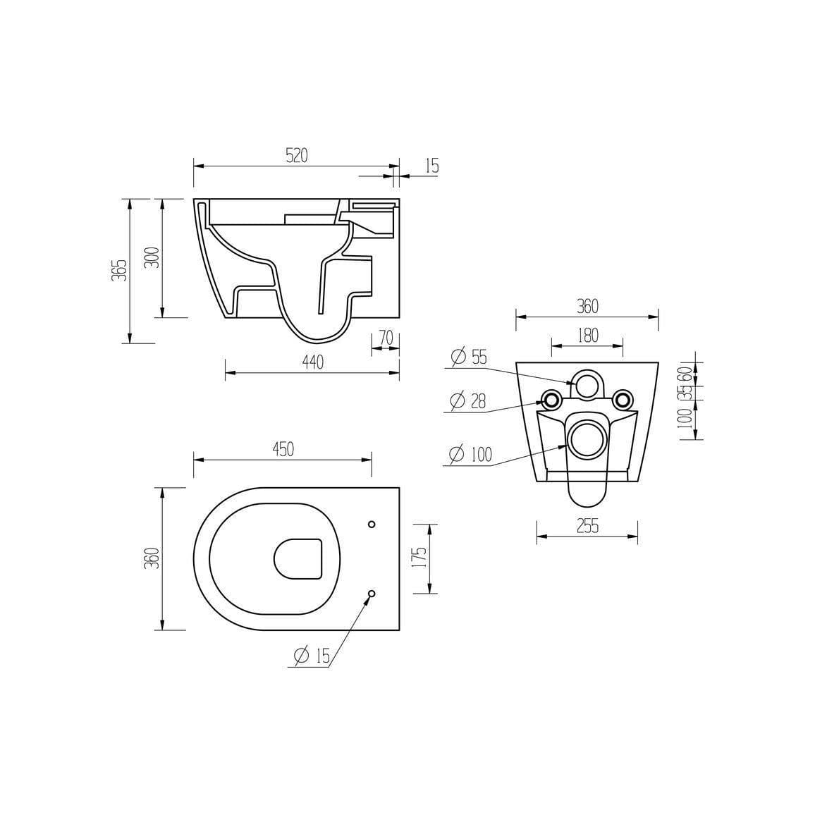 Aquarius Wall Hung Toilet Aquarius Urbano Rimless Wall Hung Toilet Pack with Frame, Flush Plate, Soft Closing Seat and Hinge Covers