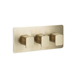 JTP Concealed Shower Valve Brushed Brass JTP HIX 2 Outlet, 3 Handle Horizontal Thermostatic Concealed Shower Valve