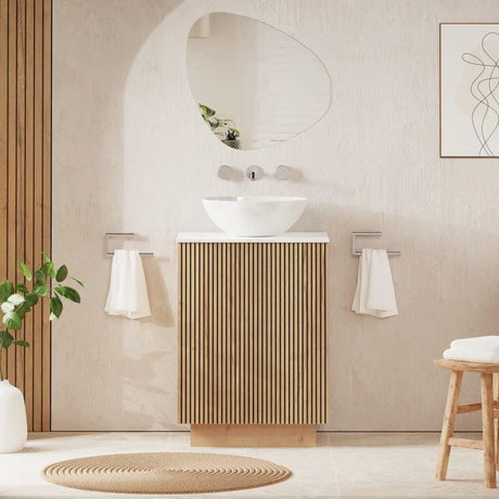 Crosswater Floor Standing Vanity Unit Modern Oak / Carrara Marble Effect Crosswater Limit 600mm Floorstanding Vanity Unit with Worktop