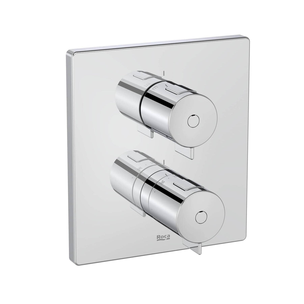 Roca Concealed Shower Set Roca T-500 Square Thermostatic Concealed Shower Valve with Shower Handset and Slide Rail Set