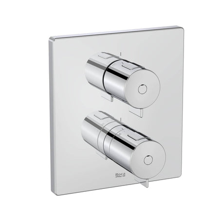 Roca Concealed Shower Set Roca T-500 Square Thermostatic Concealed Shower Valve with Shower Handset and Slide Rail Set
