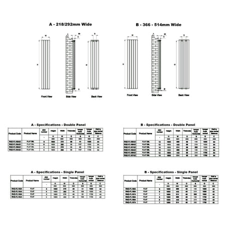 Reina Panel Radiator Reina Flat Vertical Single Panel Radiator