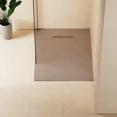 Crosswater Rectangle Shower Tray Brown / 900 x 1200 Crosswater Vito Textured Rectangle Shower Tray with Waste