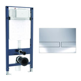 Crosswater Wall Hung WC Frame Venue Plate in Chrome Crosswater 1.12m Slim Depth Dual Flush WC Support Frame Set with Flush Plate