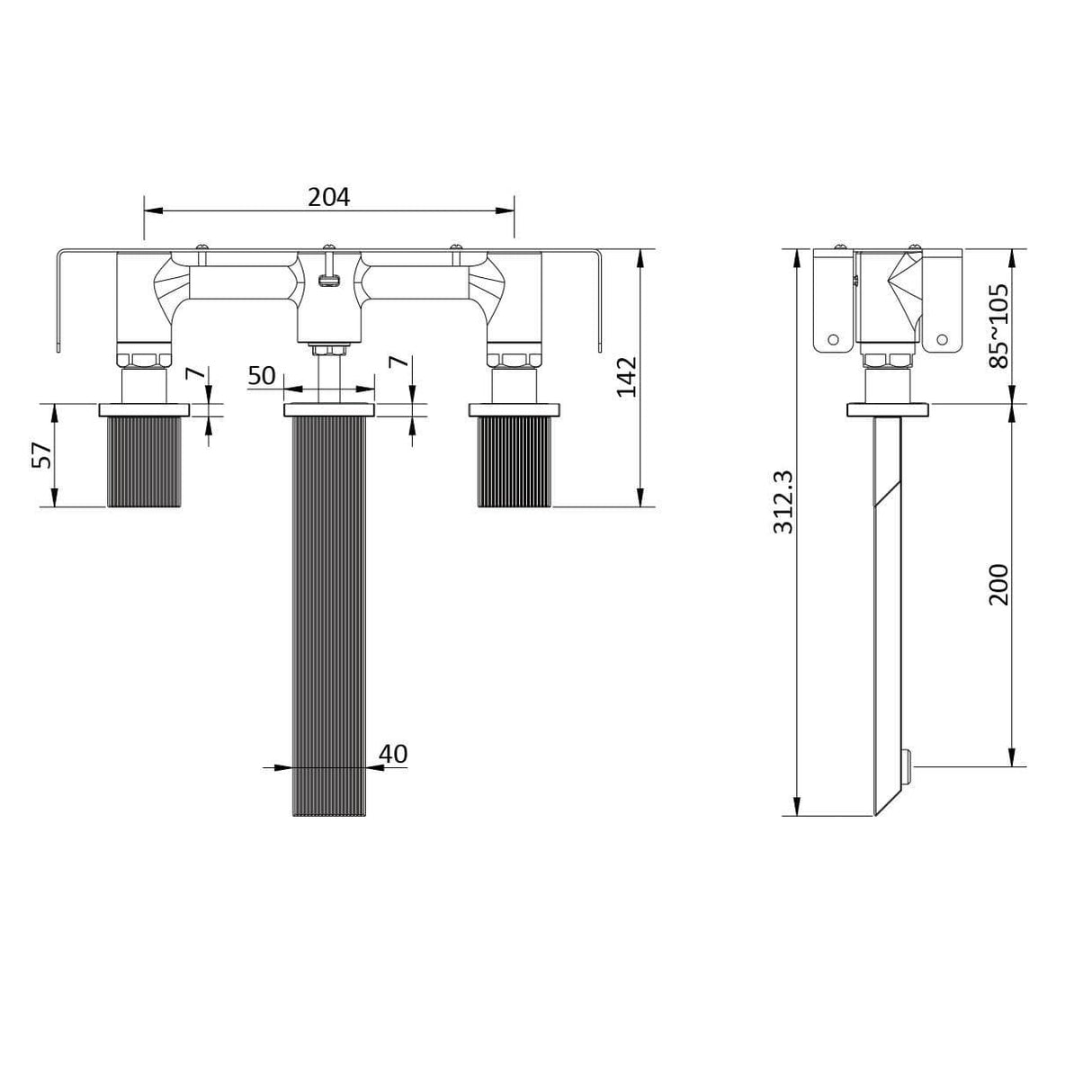 Crosswater Wall Mounted Basin Tap Crosswater Limit 3 Hole Wall Mounted Basin Mixer Tap