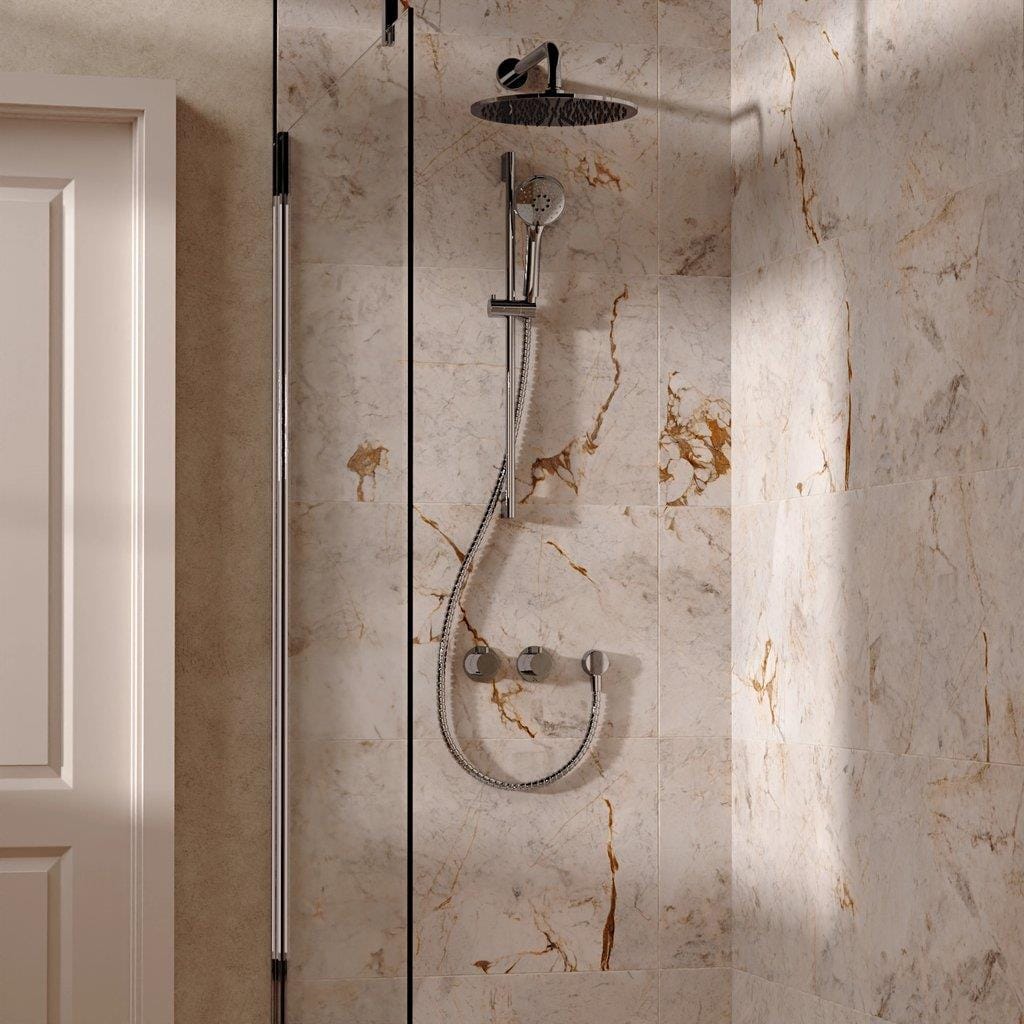 UK Bathroom Store Concealed Shower Set Chrome / Wall Arm / 300mm Crosswater Module Shower Set 2 with Riser Rail Kit and Overhead Shower