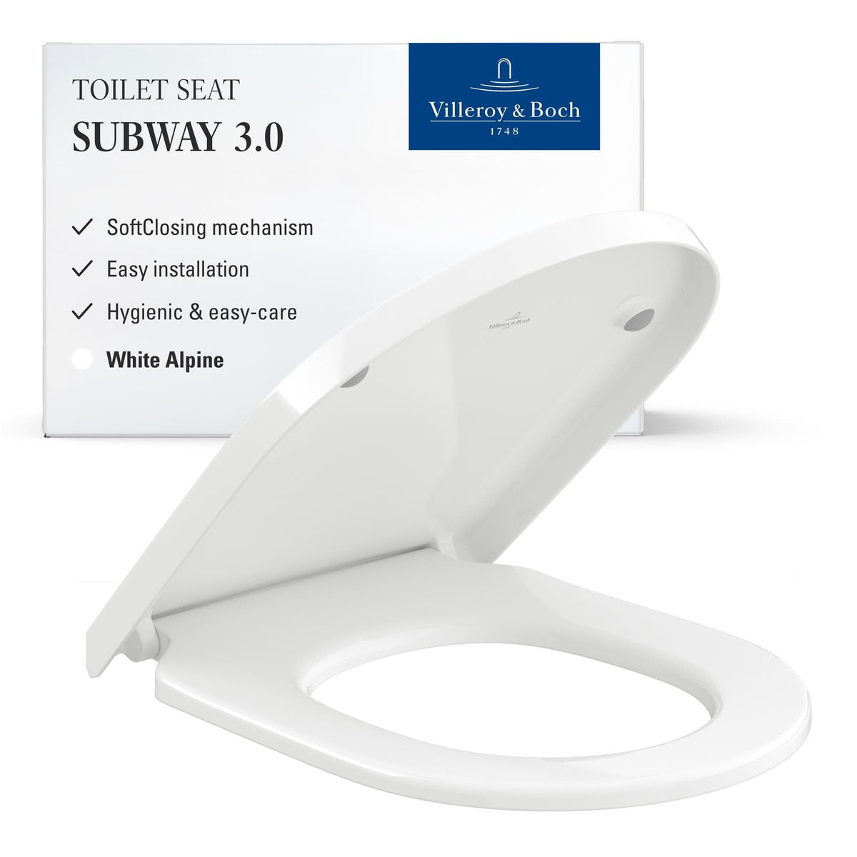 Villeroy & Boch Toilet Seat Villeroy & Boch Subway 3.0 Wrapover Soft Close, Quick Release Toilet Seat in White Alpin