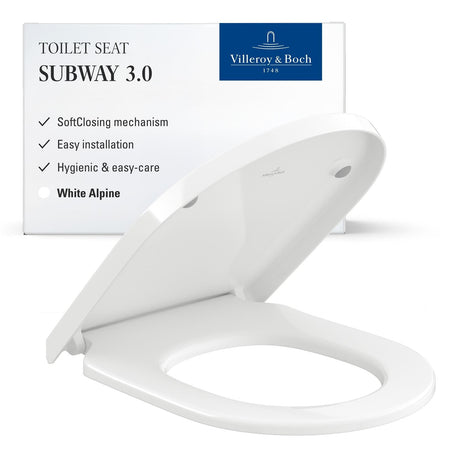 Villeroy & Boch Toilet Seat Villeroy & Boch Subway 3.0 Wrapover Soft Close, Quick Release Toilet Seat in White Alpin