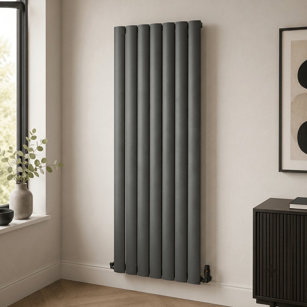 Aquarius Bathrooms Column Radiator 1800 x660mm / Anthracite Aquarius Wave Verical Panel Radiator